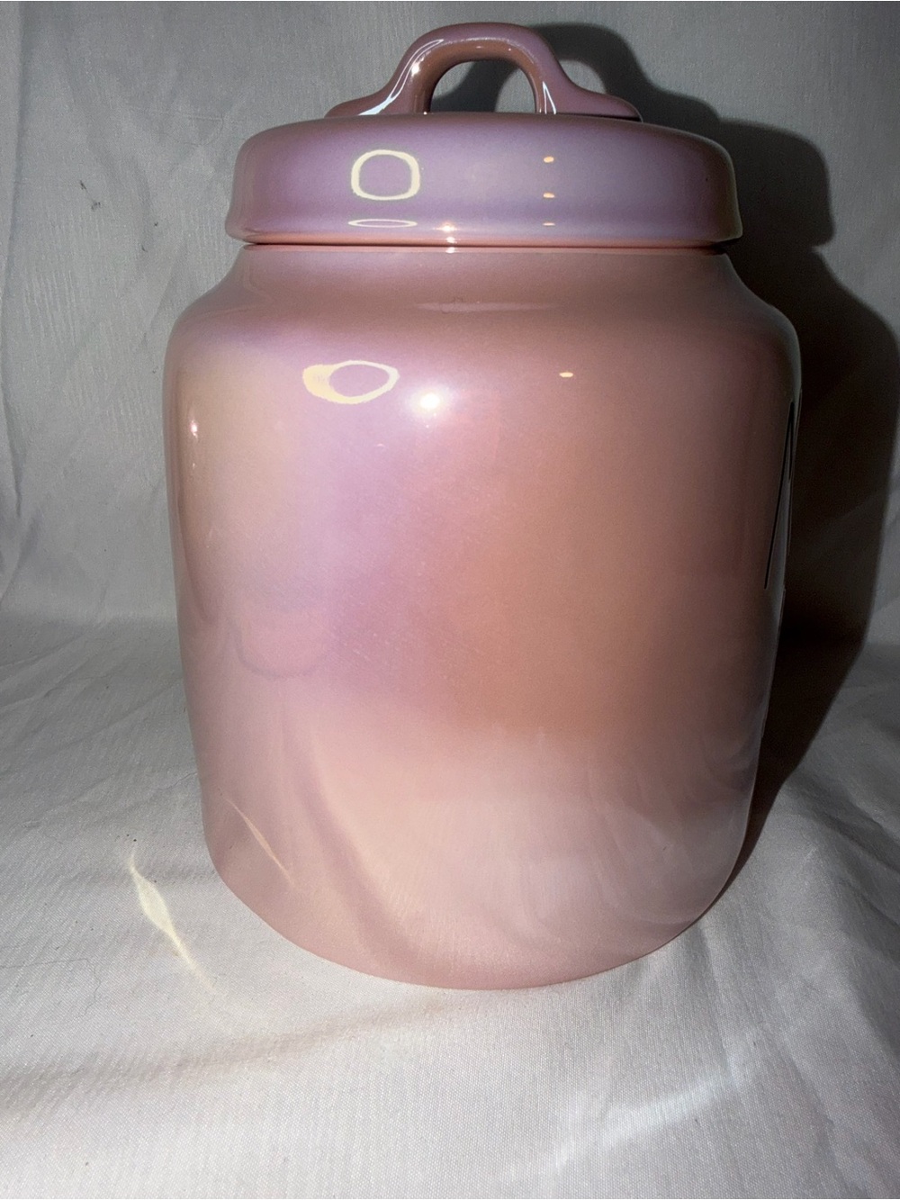 Rae Dunn Pink Iridescent Merry & Bright Canister Cookie Jar Christmas Decor - Picture 5 of 9